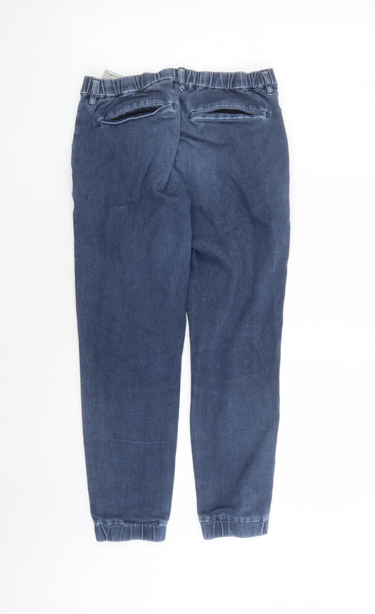 Uniqlo Womens Blue Cotton Cropped Jeans Size S L24 in Regular Zip - Elasticated Waist