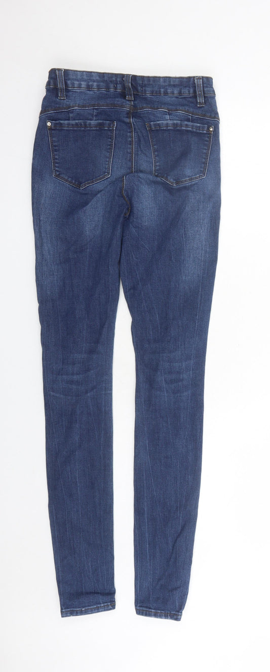 Denim & Co. Womens Blue Cotton Skinny Jeans Size 10 L31 in Regular Zip - Pockets