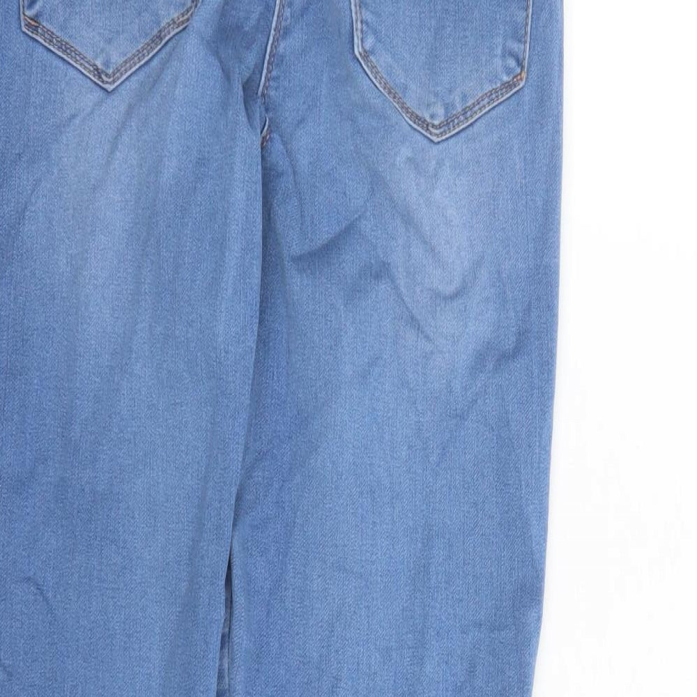 Matalan Womens Blue Cotton Straight Jeans Size 12 L28 in Regular Zip - Pockets