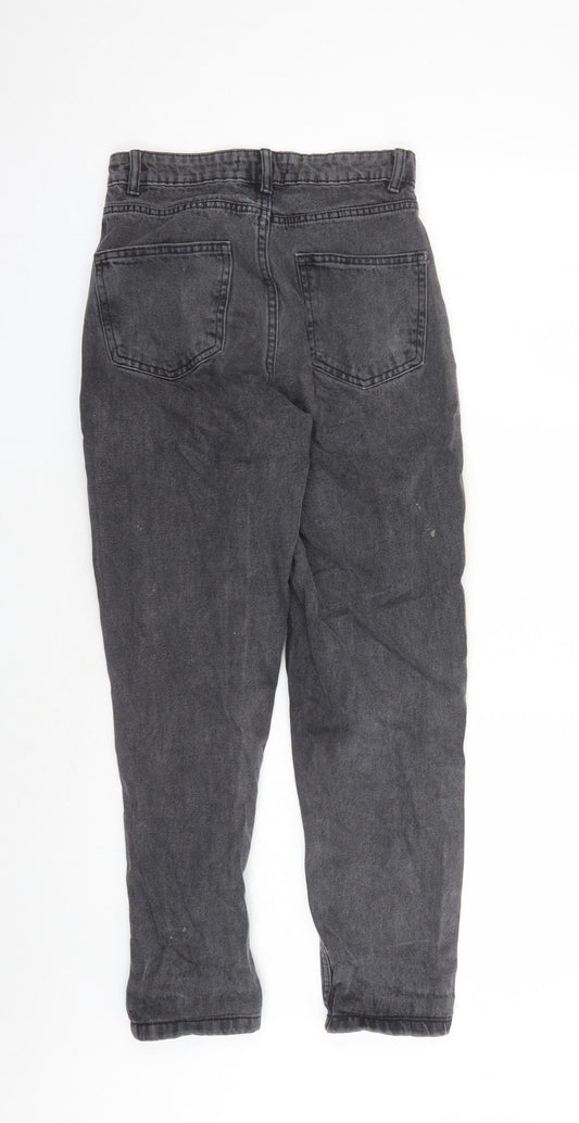 Denim & Co. Womens Grey Cotton Straight Jeans Size 6 L27 in Regular Zip