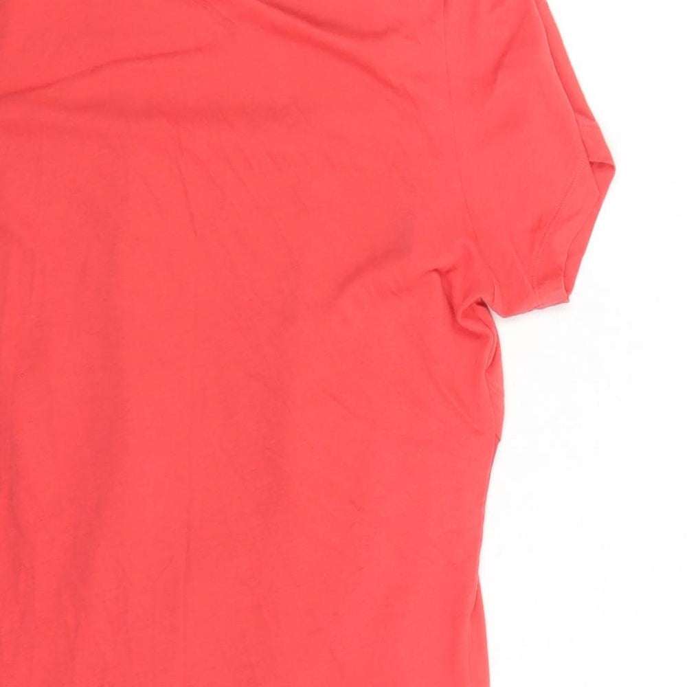 Reebok Womens Red Cotton Basic T-Shirt Size M Round Neck Pullover