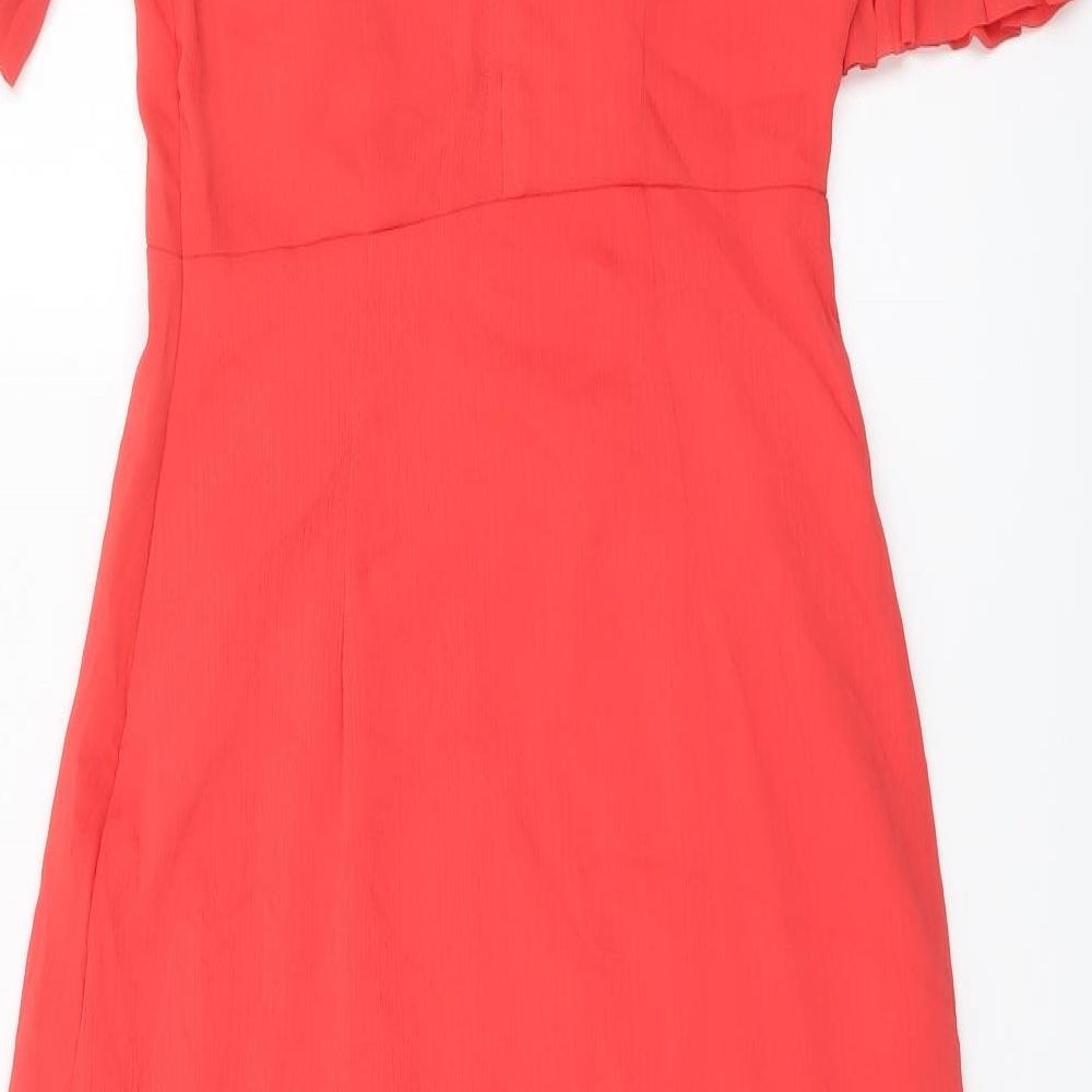 Finery Womens Red Polyester A-Line Size 10 Roll Neck Zip