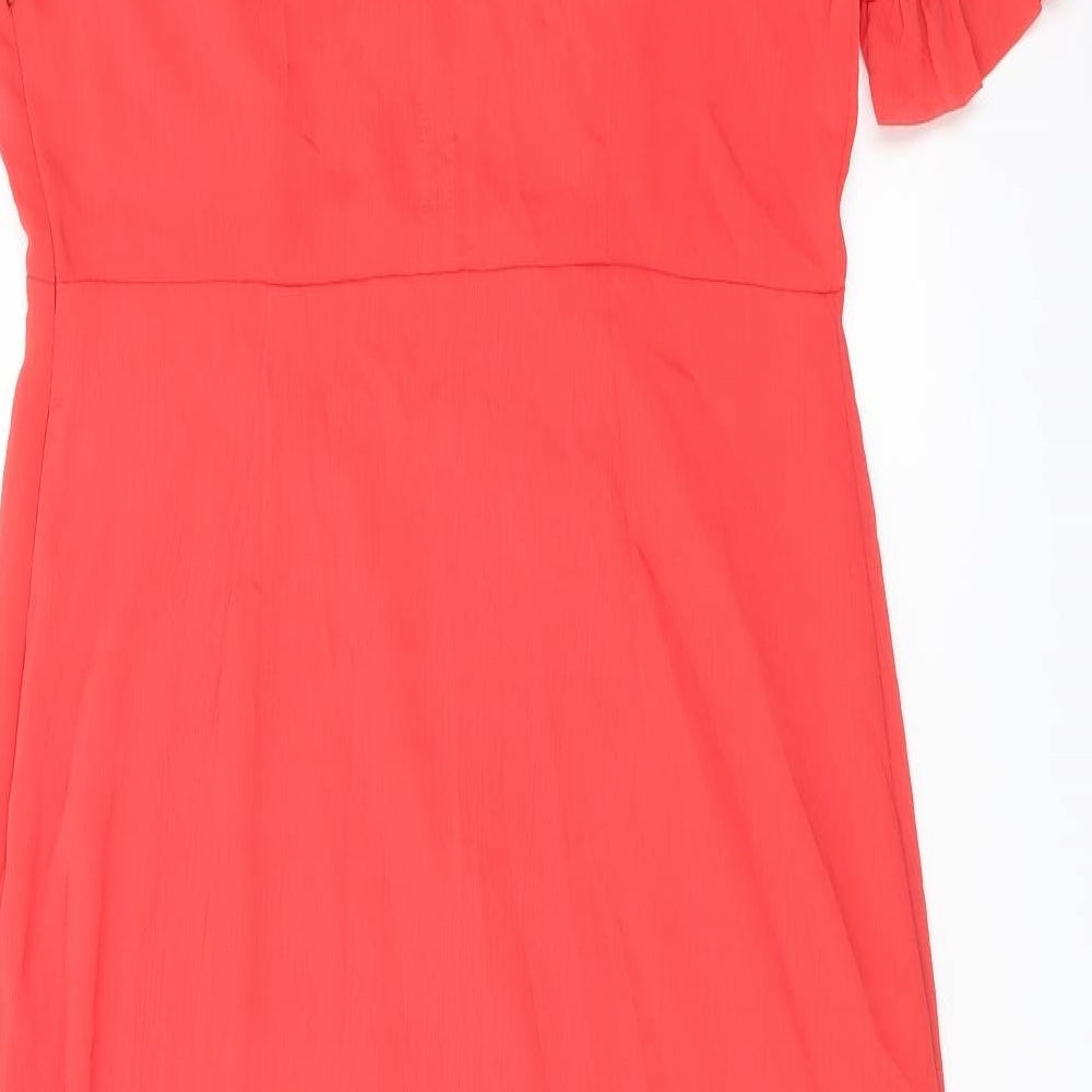 Finery Womens Red Polyester A-Line Size 16 Mock Neck Zip