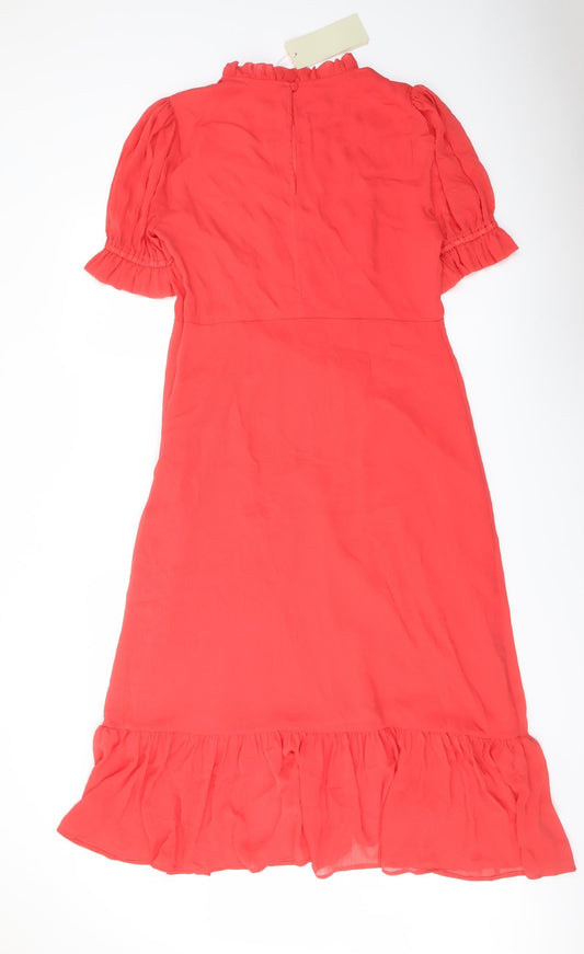 Finery Womens Red Polyester A-Line Size 16 Mock Neck Zip