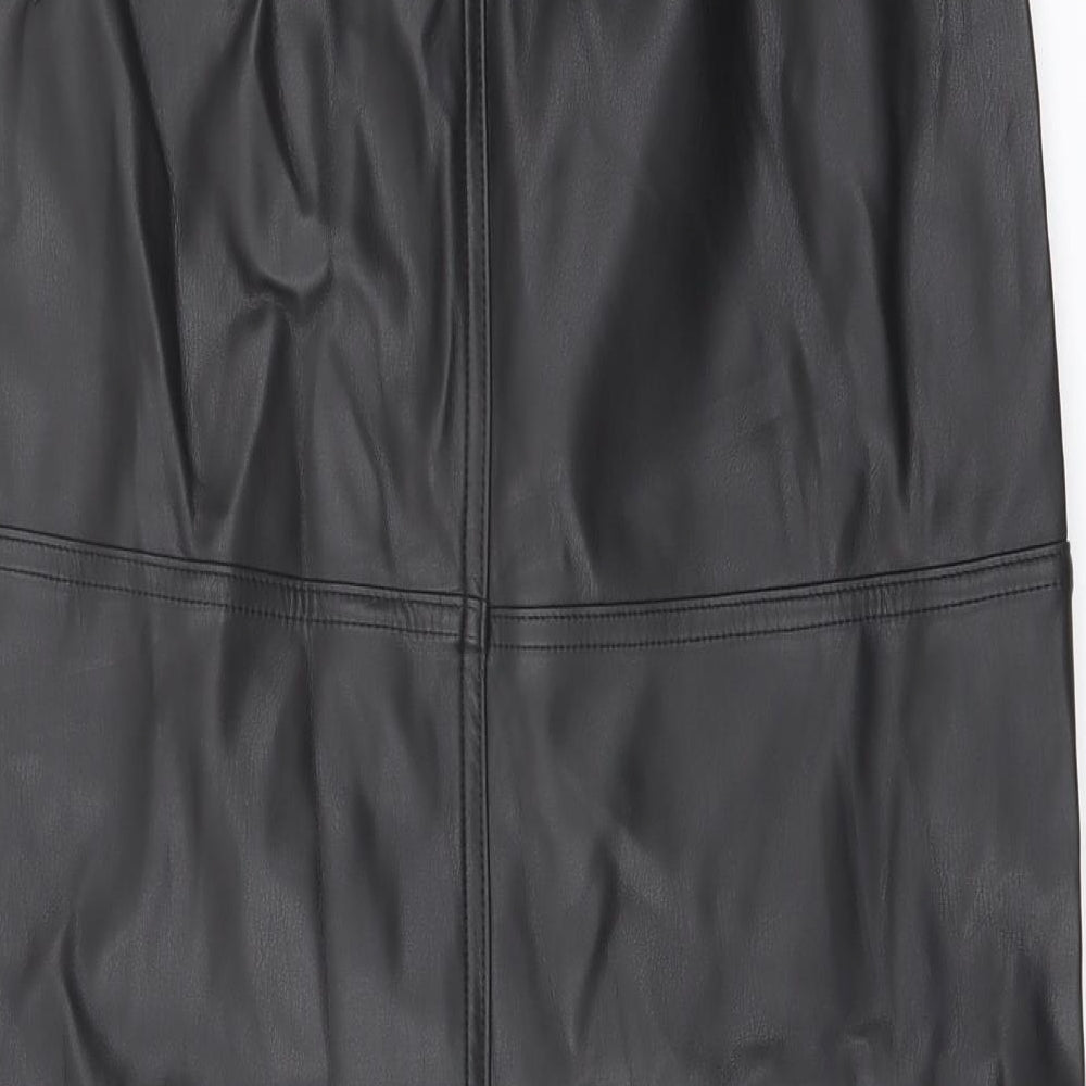 Marks and Spencer Womens Black Polyester A-Line Skirt Size 10 Snap
