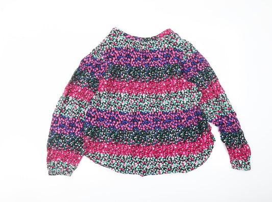 Marks and Spencer Womens Multicoloured Floral Polyester Basic Blouse Size 8 V-Neck