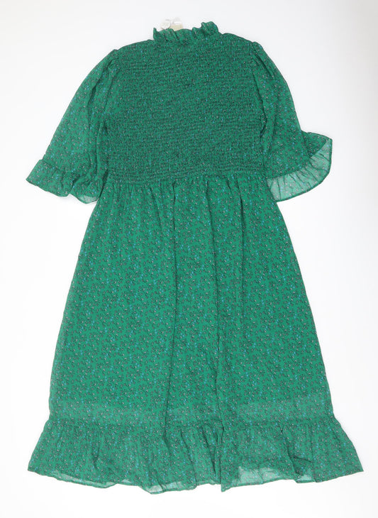 Finery Womens Green Floral Polyester A-Line Size 16 Mock Neck Pullover