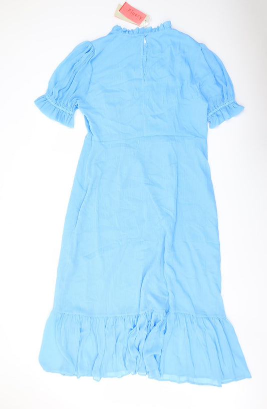 Finery Womens Blue Polyester A-Line Size 18 Mock Neck Zip