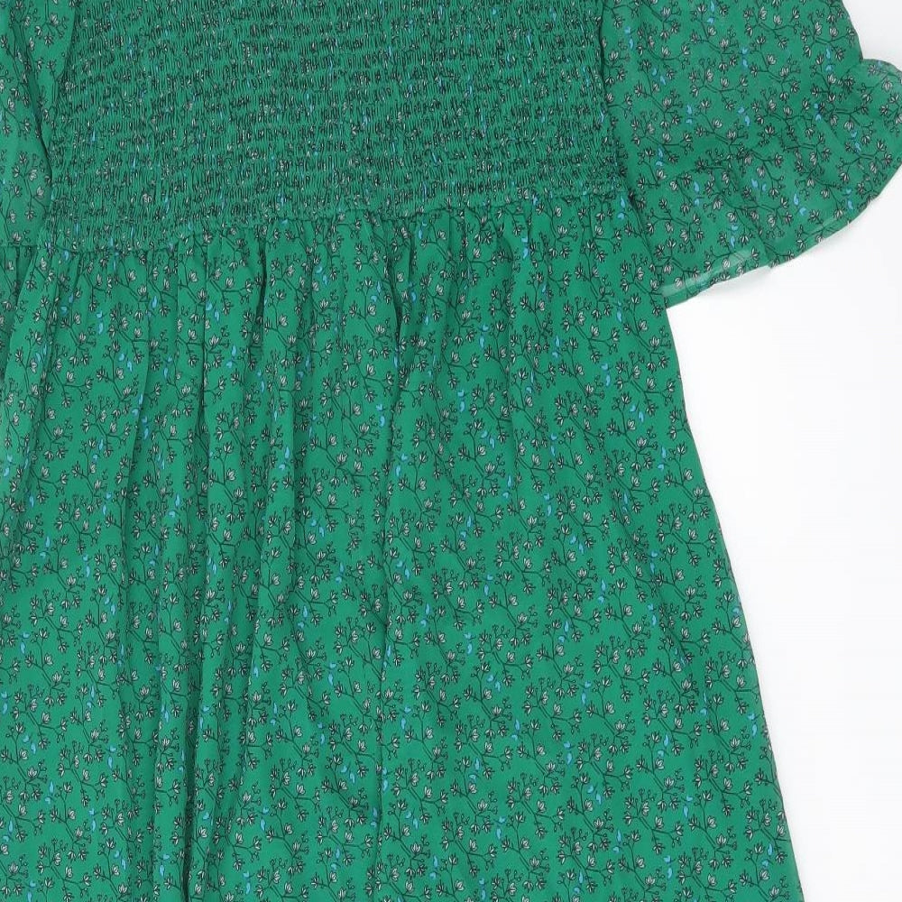 Finery Womens Green Floral Polyester A-Line Size 16 Mock Neck Pullover