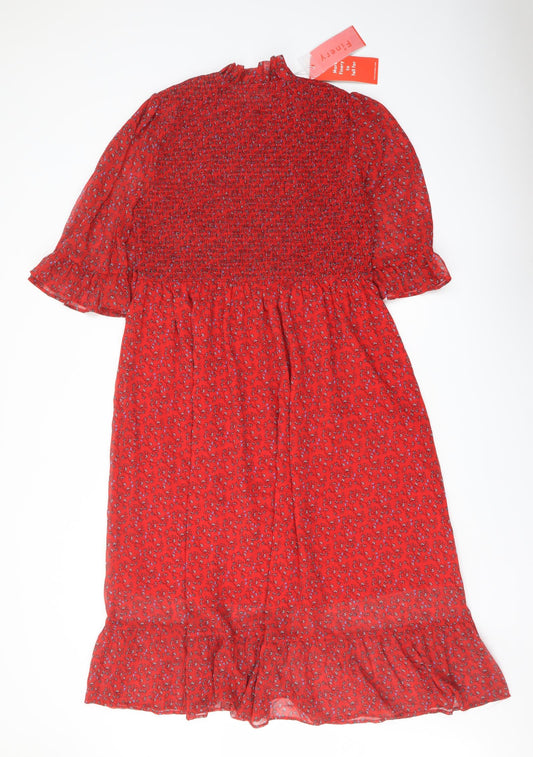 Finery Womens Red Floral Polyester A-Line Size 18 Mock Neck Pullover