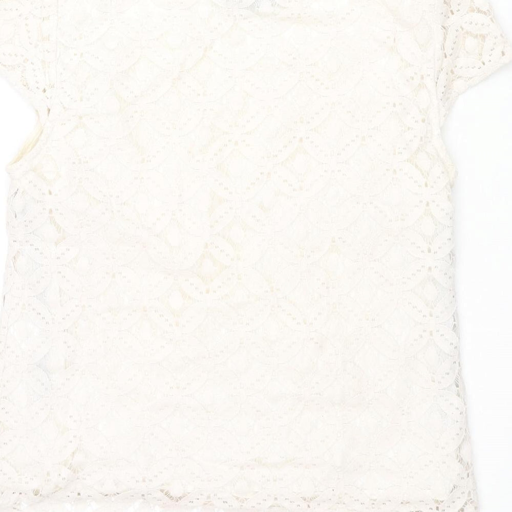 Womens UK Size 10 Warehouse Ivory Basic Blouse