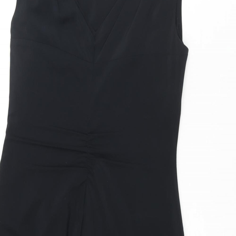 Coast Womens Black Polyester Shift Size 8 Round Neck Zip - Pleated Detail