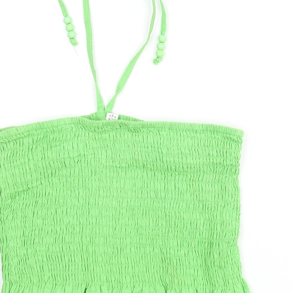 Womens UK Size 8 COLLUSION Green Cropped Blouse
