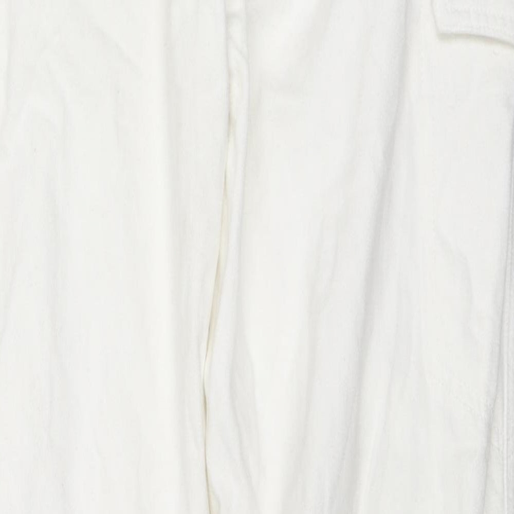 Topshop Womens White Cotton Straight Jeans Size 14 L31 in Regular Zip - Cargo Style