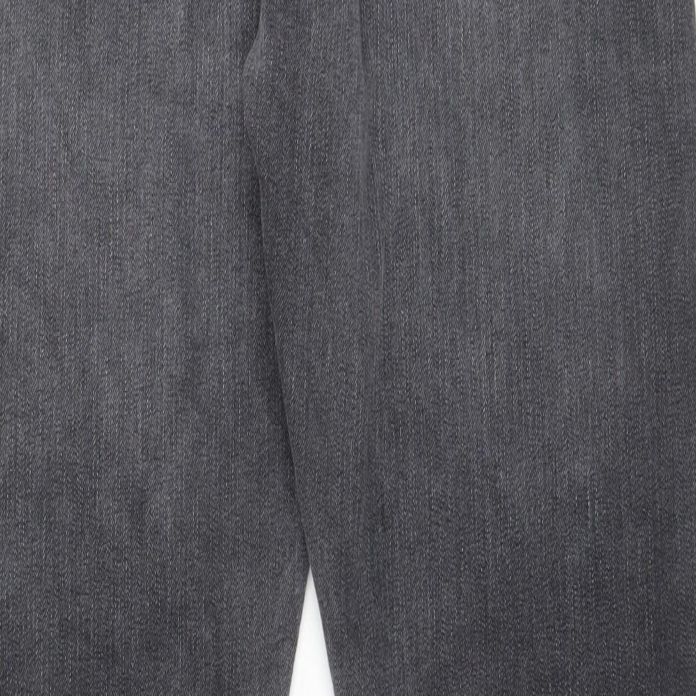 Marks and Spencer Mens Grey Cotton Straight Jeans Size 34 in L31 in Relaxed Zip - Pockets