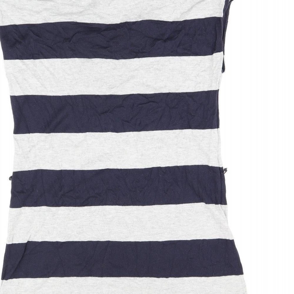 Autograph Womens Grey Striped Cotton Bodycon Size 14 Scoop Neck Pullover