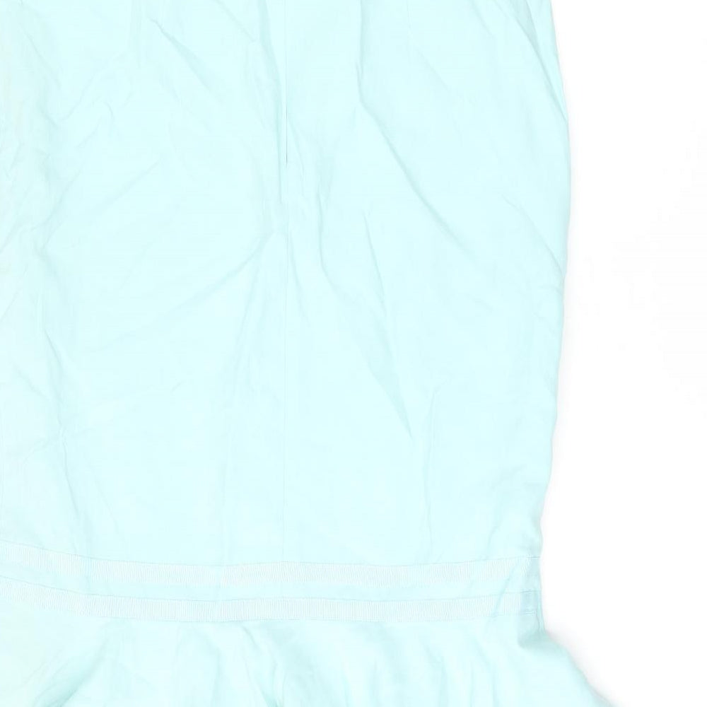 Minuet Womens Blue Silk Trumpet Skirt Size 12 Zip