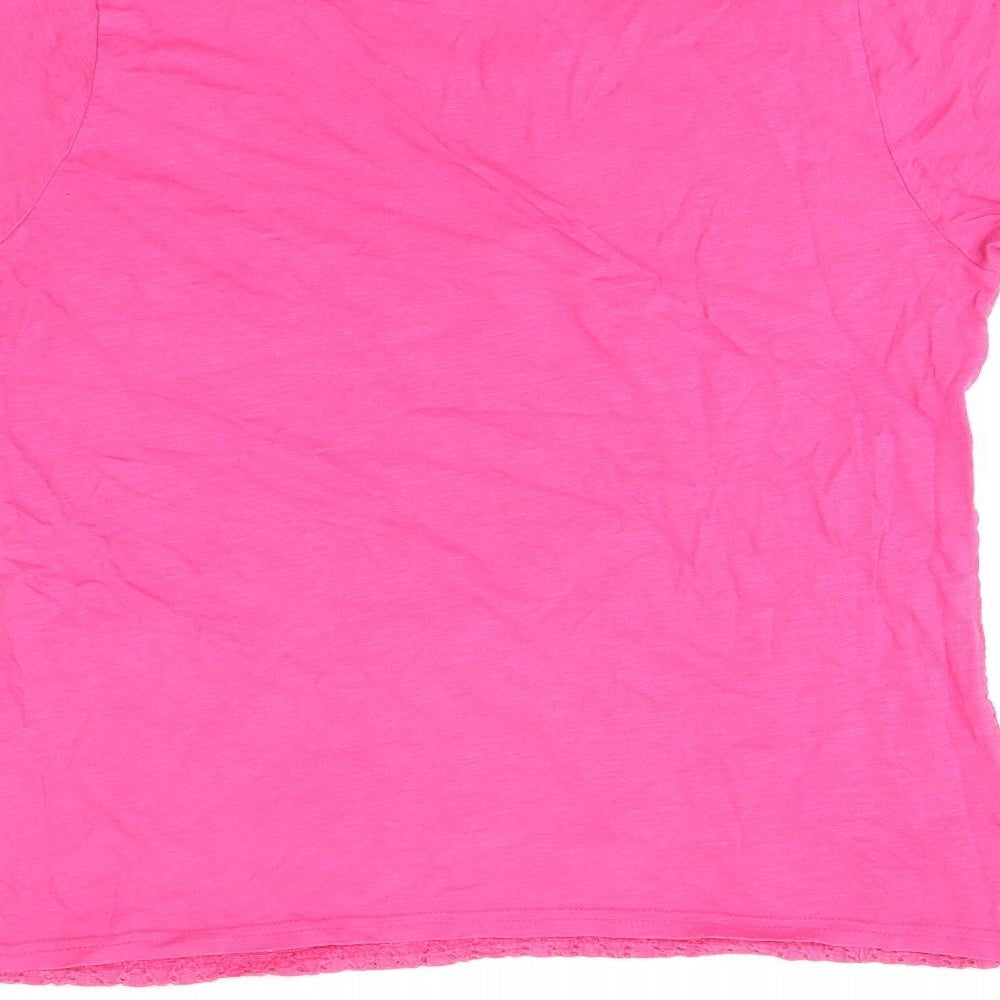 Womens UK Size 14 ISLE Pink Basic T-Shirt