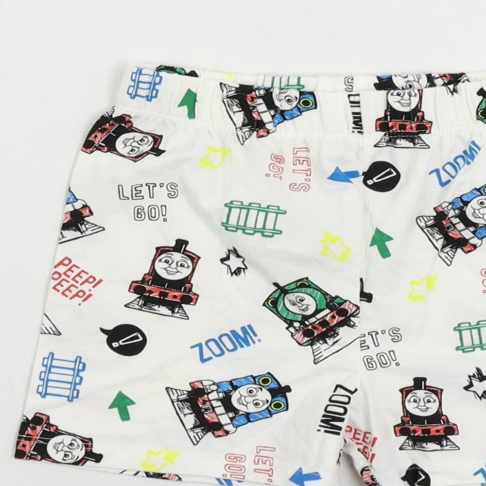 Marks and Spencer Baby White Geometric Cotton Cami Sleep Shorts Size 18-24 Months - Thomas The Tank Engine