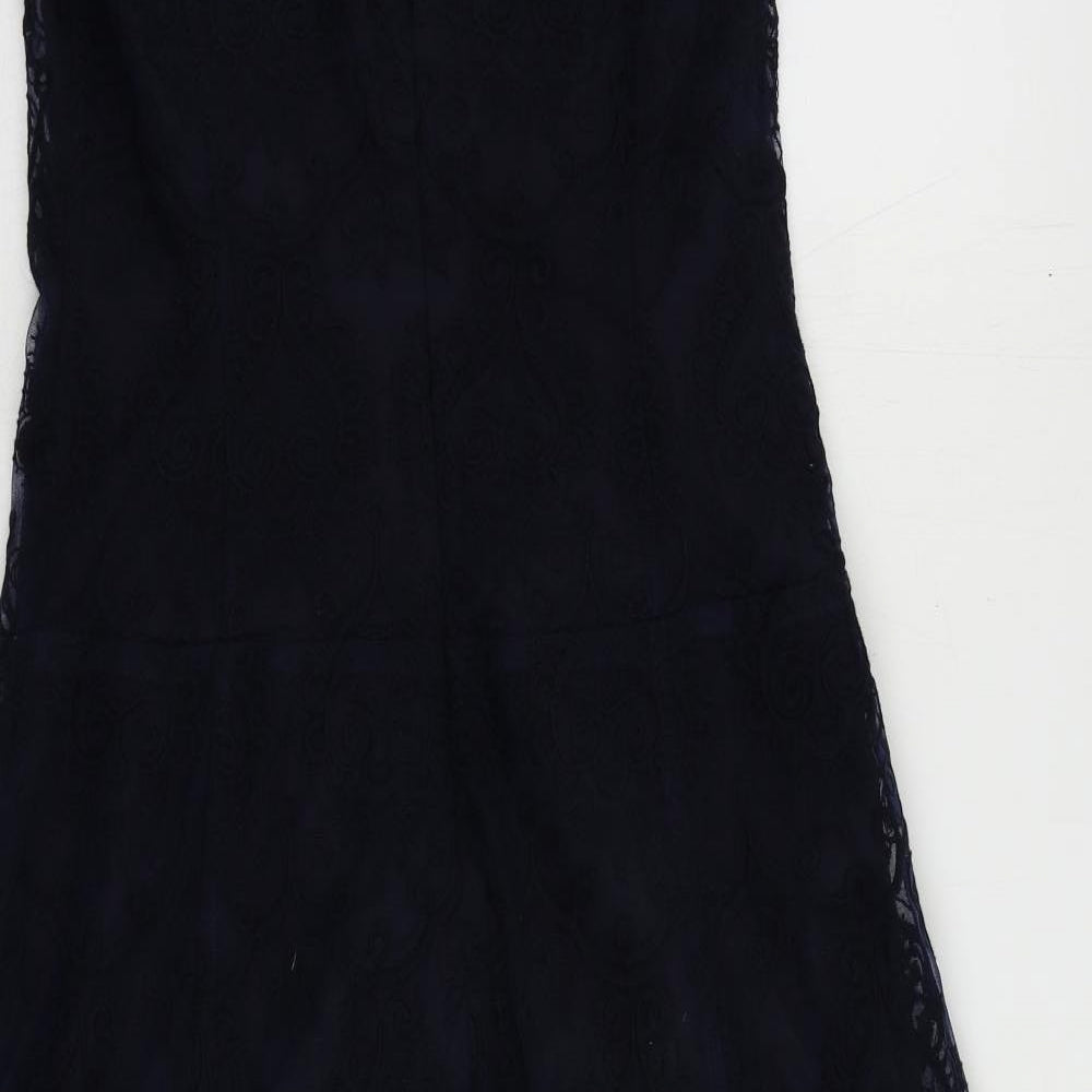 NEXT Womens Blue Cotton Fit & Flare Size 10 V-Neck Zip