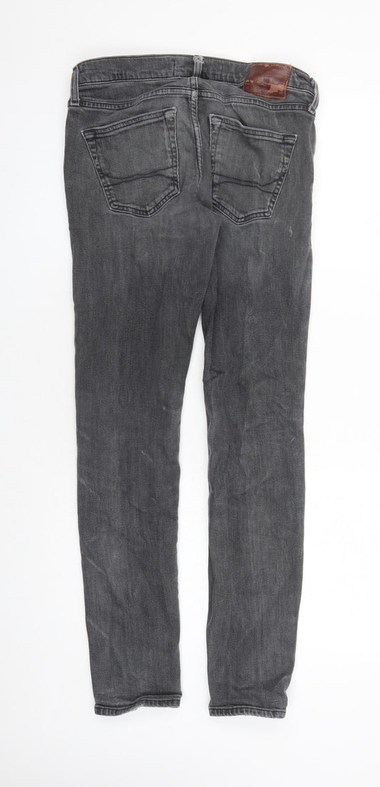 Hollister Mens Grey Cotton Skinny Jeans Size 30 in L29 in Regular Zip - Pockets