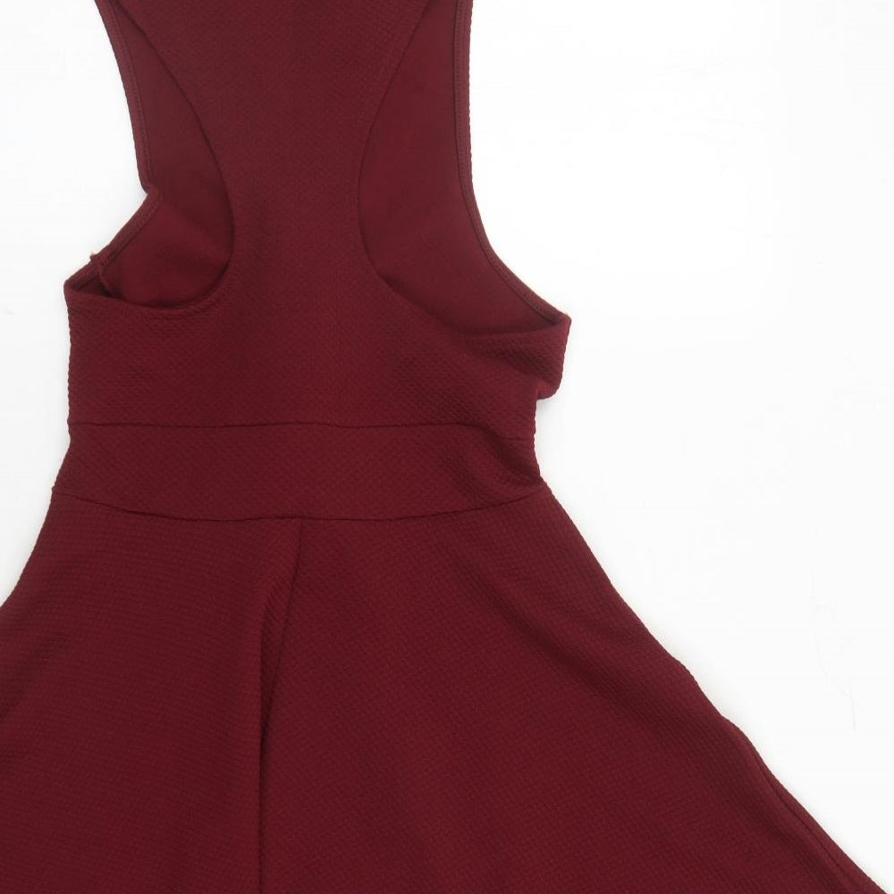 Boohoo Womens Red Polyester Fit & Flare Size 12 Round Neck Pullover