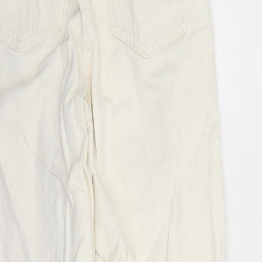 Denim & Co. Womens White Cotton Straight Jeans Size 8 L27 in Regular Zip - Elasticated Waist Pockets