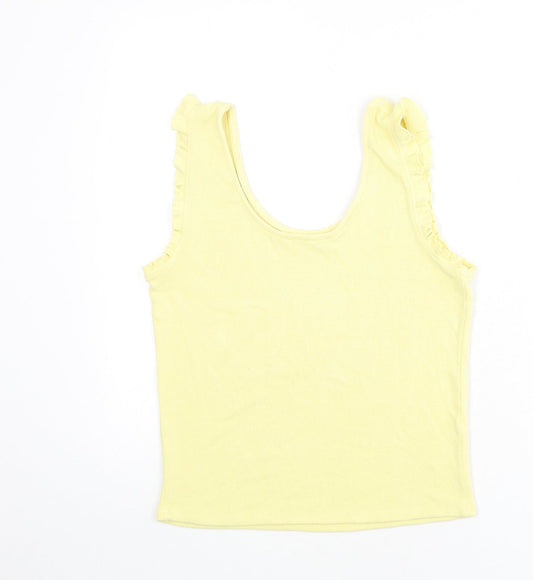 Womens UK Size M Mango Yellow Basic Tank