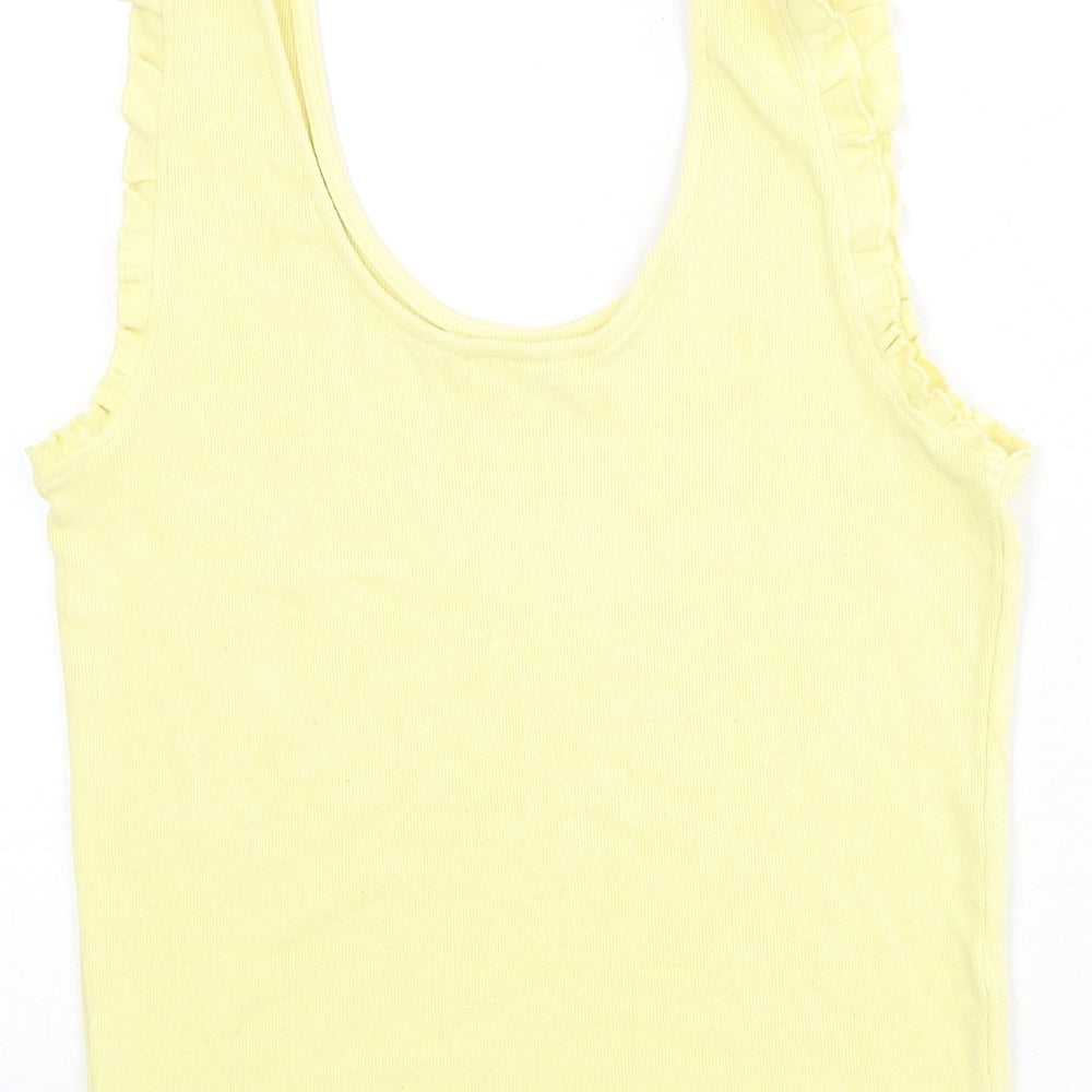 Womens UK Size M Mango Yellow Basic Tank
