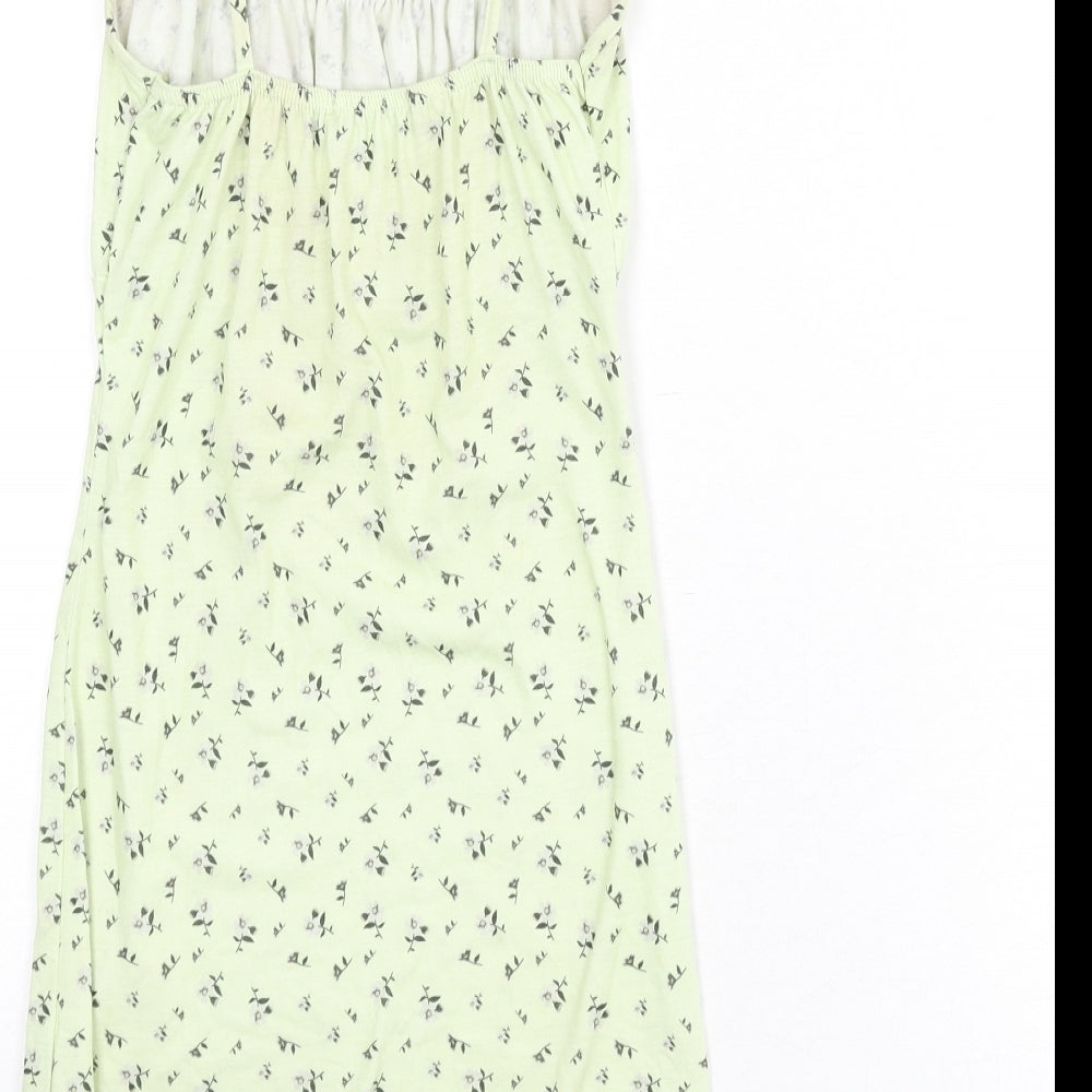 PRETTYLITTLETHING Womens Green Floral Polyester Mini Size 6 Scoop Neck Pullover