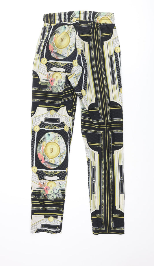 Fashion Nova Mens Multicoloured Geometric Polyester Cropped Trousers Size S L28 in Regular Drawstring