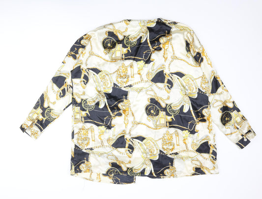 Boohoo Womens Multicoloured Geometric Polyester Kimono Blouse Size 14 V-Neck - Chain and Carriage Pattern