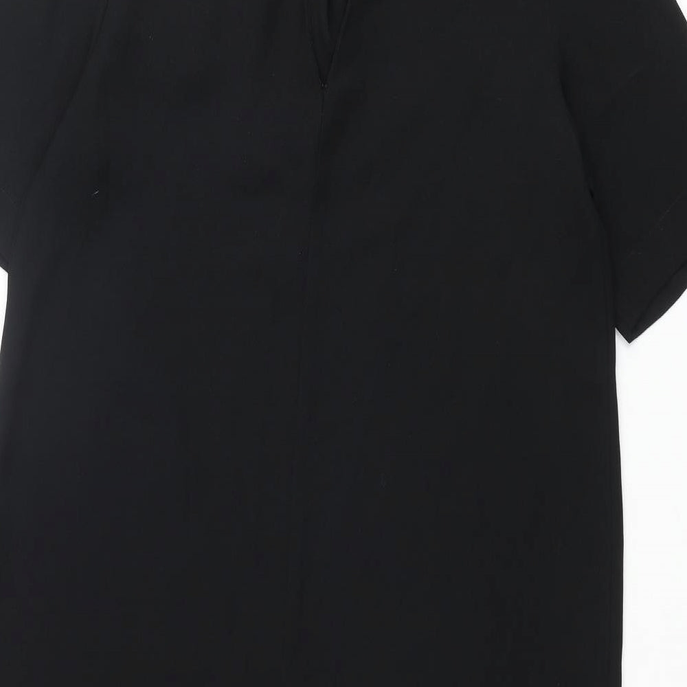 Marks and Spencer Womens Black Polyester Shift Size 12 Round Neck Button