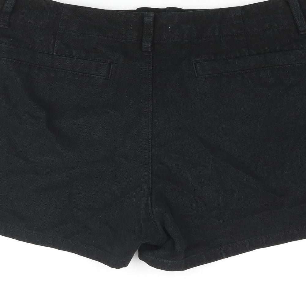 Uniqlo Womens Black Cotton Basic Shorts Size 34 in Regular Zip