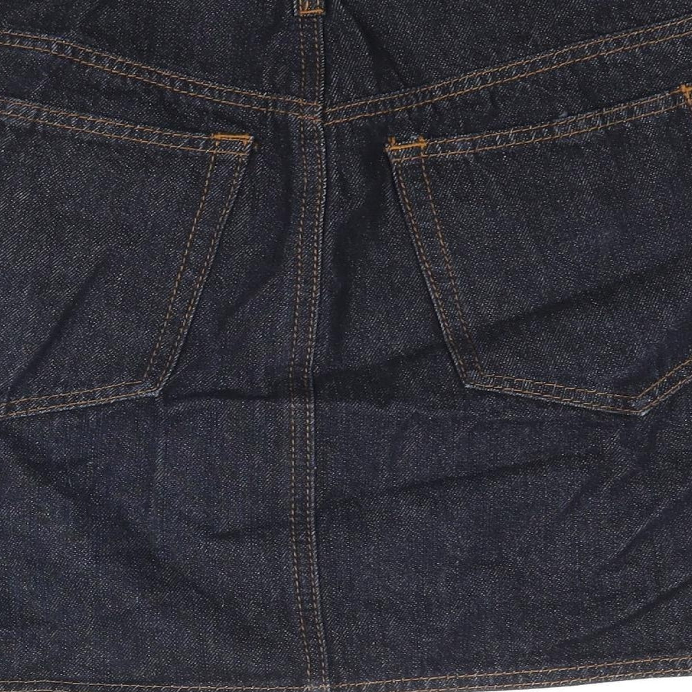 ASOS Womens Blue Cotton Mini Skirt Size 8 Button
