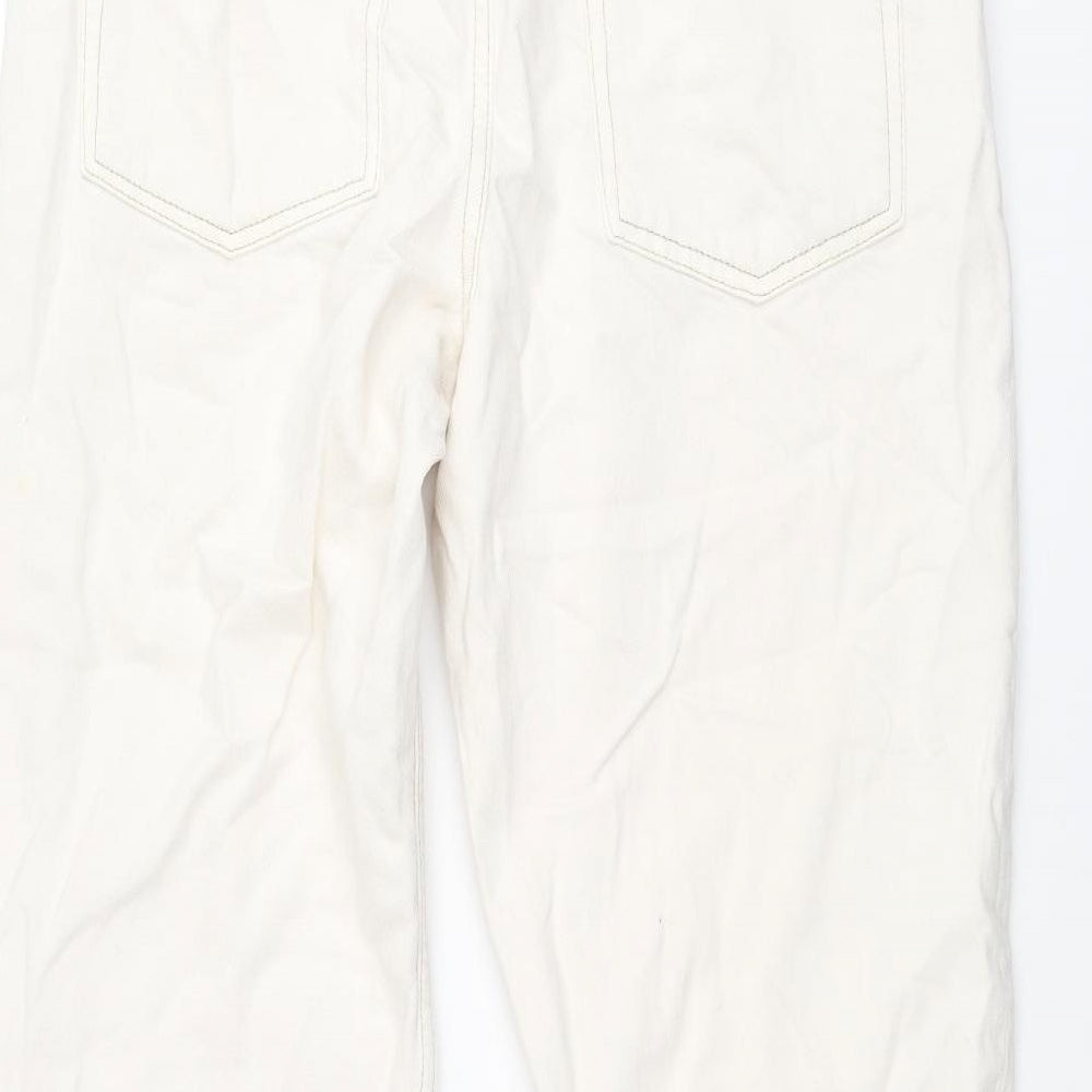 Bershka Womens Ivory Cotton Straight Jeans Size 10 L30 in Regular Zip