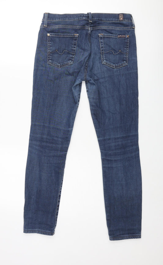 7 For All Mankind Womens Blue Cotton Skinny Jeans Size 28 in L26 in Regular Zip