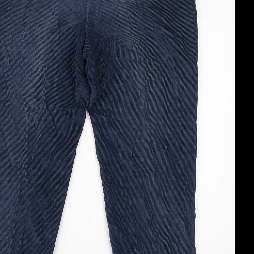 St Michael Mens Blue Cotton Cropped Trousers Size M L29 in Regular Zip