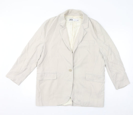 Womens UK Size M Zara Regular Ivory Blazer