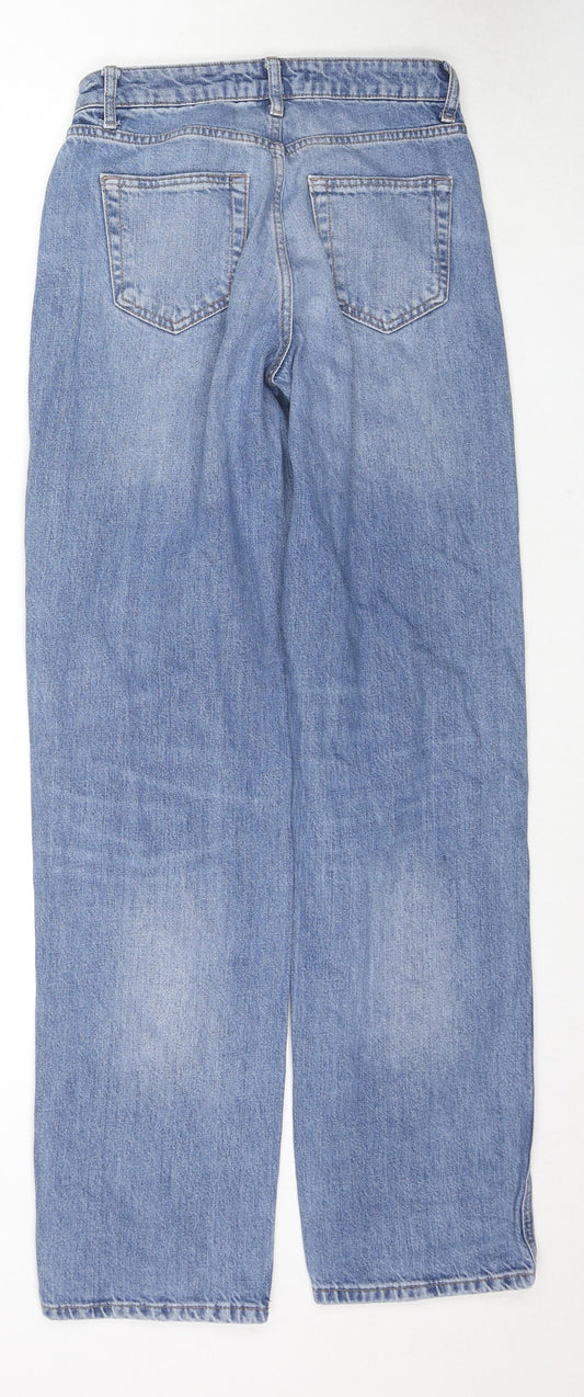 Zara Womens Blue Cotton Straight Jeans Size 26 in L32 in Regular Button