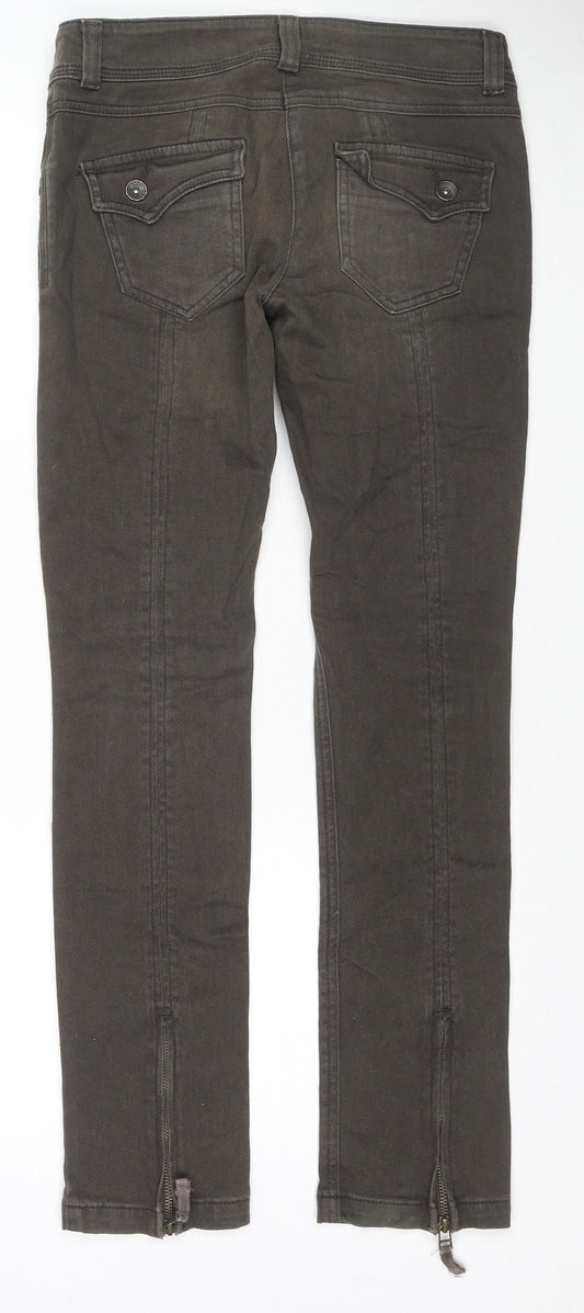 NEXT Womens Green Cotton Skinny Jeans Size 8 L28 in Regular Zip