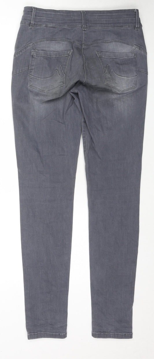 NEXT Womens Grey Cotton Skinny Jeans Size 25 in L31 in Regular Zip