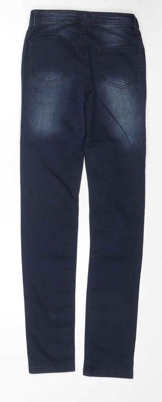 NEXT Womens Blue Cotton Skinny Jeans Size 6 L30 in Regular Zip