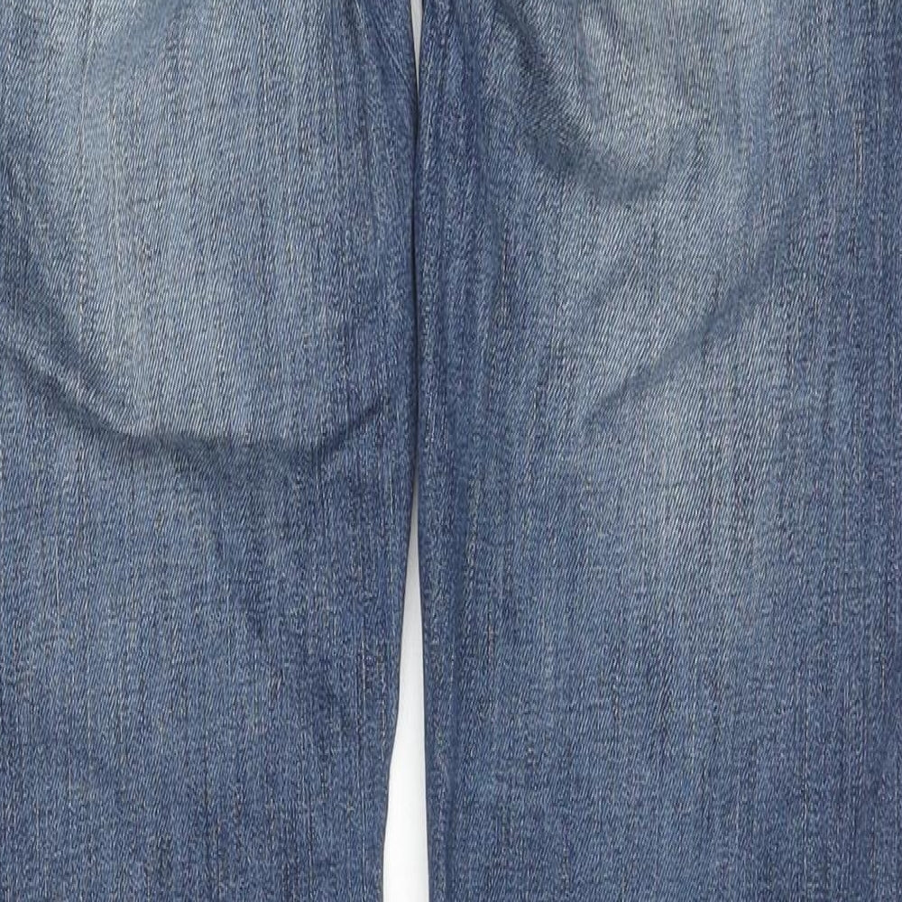 Topshop Womens Blue Cotton Straight Jeans Size 10 L30 in Regular Button