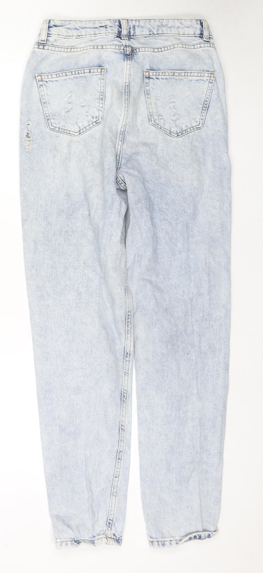 Denim & Co. Womens Blue Cotton Straight Jeans Size 6 L29 in Regular Zip