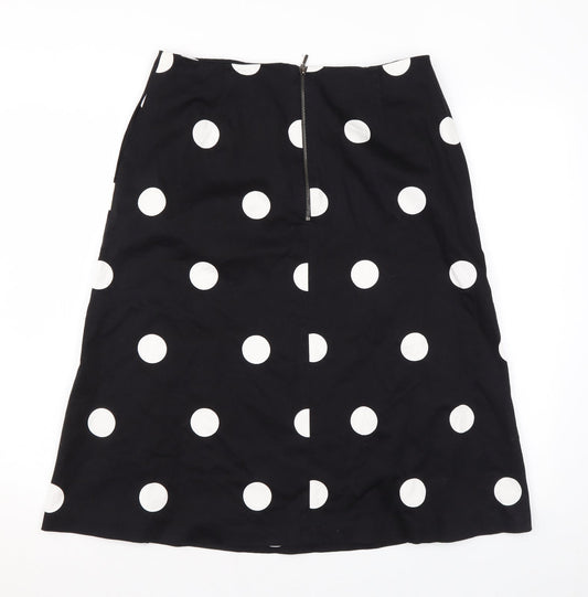 Damsel in a Dress Womens Black Polka Dot Cotton Swing Skirt Size 16 Zip