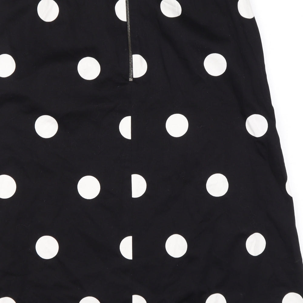 Damsel in a Dress Womens Black Polka Dot Cotton Swing Skirt Size 16 Zip