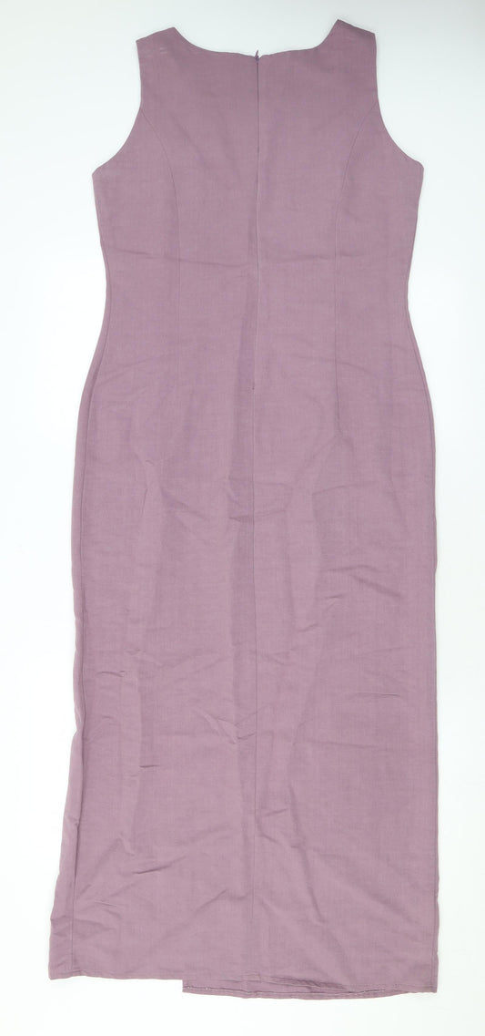 AMARANTO Womens Purple Viscose Tank Dress Size 12 Scoop Neck Zip