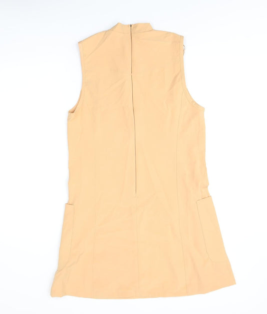 AX Paris Womens Orange Polyester Shift Size 12 Round Neck Zip