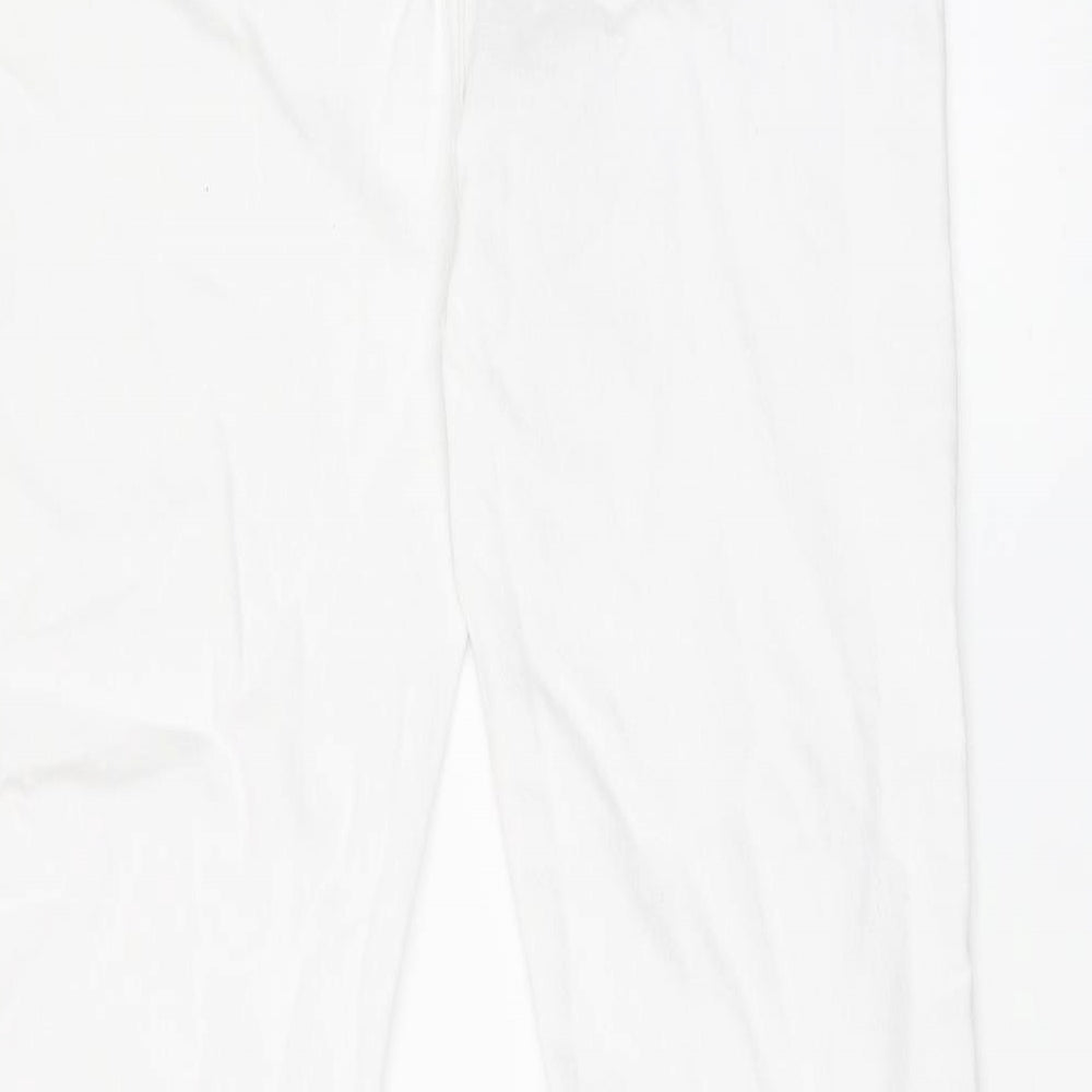 NEXT Womens White Cotton Skinny Jeans Size 14 L29 in Regular Zip